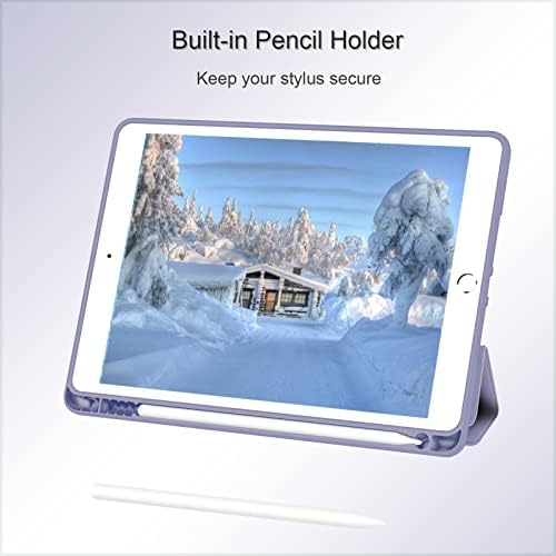Divljifus futrola za iPad Air 3 / Pro 10,5 inča, lagani tanki mekani TPU Trifold stalk pametni poklopac, automatsko spavanje / buđenje sa držačem olovke za iPad Air 3RD generaciju / PRO 10.5, siva ljubičasta