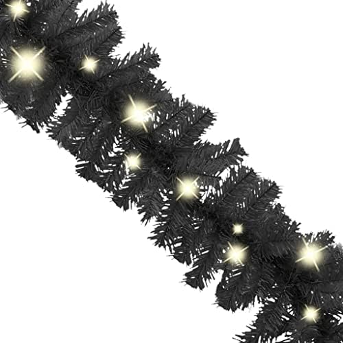 Umjetni božićni vijenac, umjetni božićni vijenac božićni vijenac sa LED svjetlima 393.7 Black