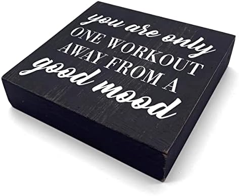 Motivacijski dekor za teretanu Drvena kutija znak fitnes pokloni rustikalni Crni drveni blok plaketa