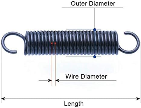 Nianxinn 1pcs Steel Mali produženo opruga za napetost s kukama Prečnik žice 2 mm Vanjski prečnik