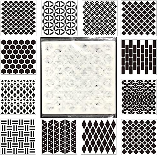 Zidni šablon, šablon za pločice, 12kom poligon geometrijske šablone podne šablone za podne šablone za višekratnu