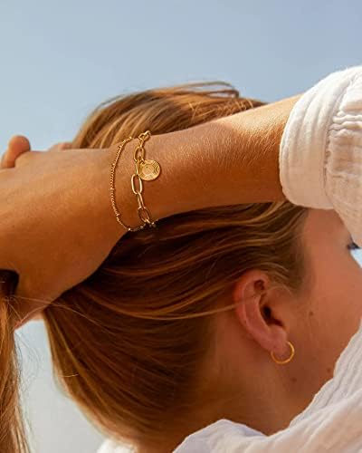 Mrsxia narukvica za žene zlato početno bočno slovo A-Z 5mm Kubanski link Curb lanac 18k zlato punjeno Dainty jednostavno personalizirani abecedni nakit rođendanski poklon
