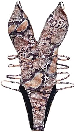 Jednodijelni kupaći kostim za žene serpentina Print remen izdubiti seksi Jednodijelni kupaći kostim