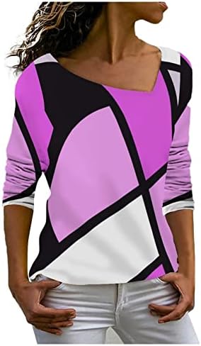 Numaller Poslovni Casual vrhovi za žene nepravilne boje kvadratni vrat majice dugi rukavi radna odjeća ženska bluza