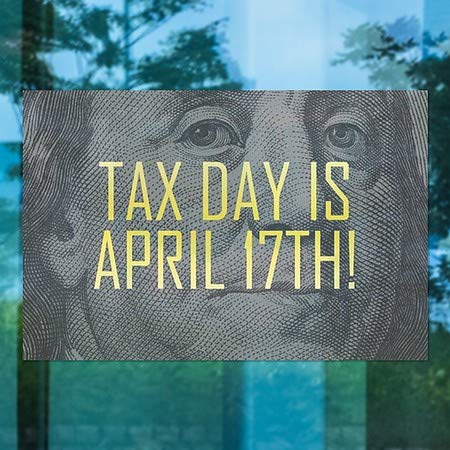 CGsignLab | Unutarnji krug Ben Franklin -Tax Day prozor Cling | 30 x20