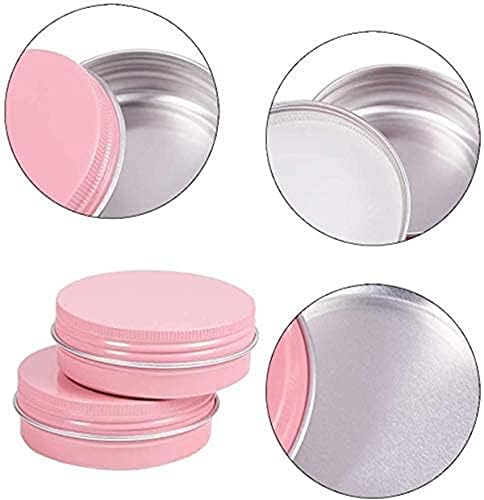 HealthCom 12 paket 2 oz ružičaste okrugle aluminijske limenke od metalnih vijčanih limenki s vijcima Top poklopca putnika za skladištenje kozmetičkih uzorka posude za usne salve čaj za zaljev