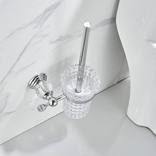 Wolibeer Crystal WC držač četkica, hrom toaletna čaša sa poliranom srebrnom četkicom na zidu montiran za kupatilo - ukrasni dizajn, ušteda prostora.