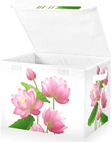 Inplewgogo Bochch Lotus Cvijeće za skladištenje s poklopcima za organiziranje kućišta za odlaganje s ručkama Oxford tkanine za skladištenje kocke kutije za krevet