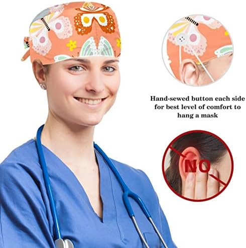 Yoyoamoy Podesiva radna kapa sa gumnim pamučnim duksevima BUTTEFFIJE rustikalni hirurški poklopac za žene