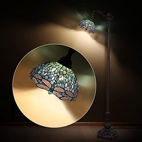MOOVIEW Tiffany podna lampa Dragonfly vitraž pod čitanje spavaća soba dnevni boravak lučna lampa 61 visok Široki