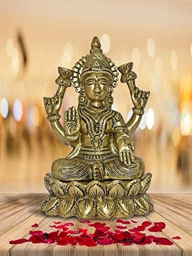 999store mesingane idoli izrađene Shri Maha Lakshmi Početna Décor Mandir Temple Poklon Indian Art Brass054