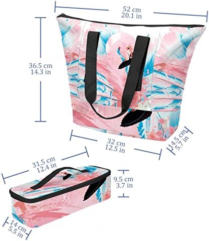Tbouobt torba za ručak za žene i muškarce, izolovana kutija za ručak, kutije za ručak za višekratnu upotrebu za posao i putovanja, listovi tropskih biljaka Pink Flamingo
