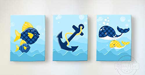 Dječaci & djevojčice Canvas Nursery Wall Decor - predivna riba & Whale Ocean Art pokloni-veliki Baby Shower pokloni za nautičko more spavaće sobe & igraonice-birajte između dizajnerskih boja & veličine