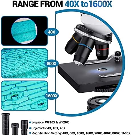 40x-1600x mikroskopi za djecu Students Odrasli sa postavljenim dijapozitima mikroskopa, adapter