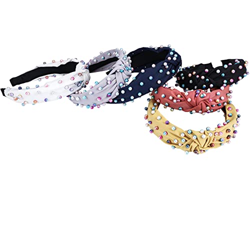 Makone Headbands with pearls for Women Wide Headband Knot Pearl Headbands Velvet Headband Vintage