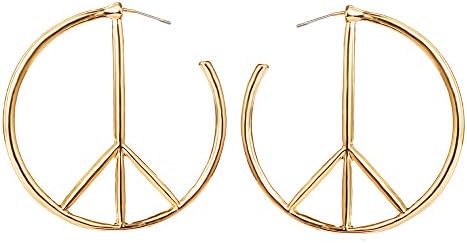Simbol znaka mira geometrijske Naušnice Nakit minimalističke naušnice s velikim okruglim obručem za žene