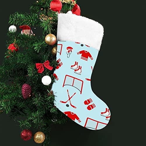 Zimski hokej na ledu Sportska božićna čarapa čarapa sa plišanim kaminom visi za Xmas Tree Decor Decor