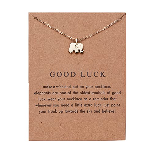 Good Luck pokloni Elephant ogrlice za žene djevojke rođendan Božić poklon za kćer sestru Sretno poklon za najbolji prijatelj Zlatni Slon ogrlica sa poruku kartica pokloni