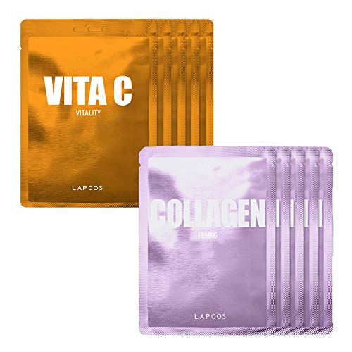 LAPCOS Vita C i Set maski od kolagena, dnevne maske od lima sa vitaminom C i kolagenom, Duo protiv starenja i Posvjetljivanja za liječenje i obnavljanje kože, omiljeni korejski Beauty