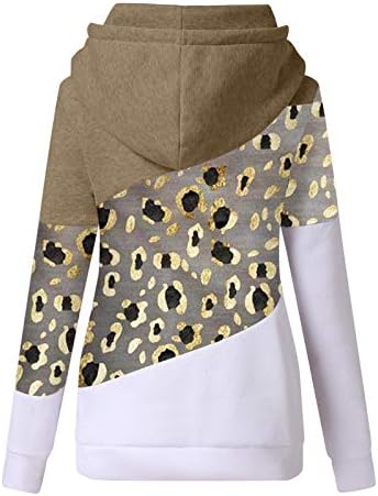 Rmxei baggy zip up hoodie, ženska ležerna polka tač za ispis kontrast dugih rukava dukserice