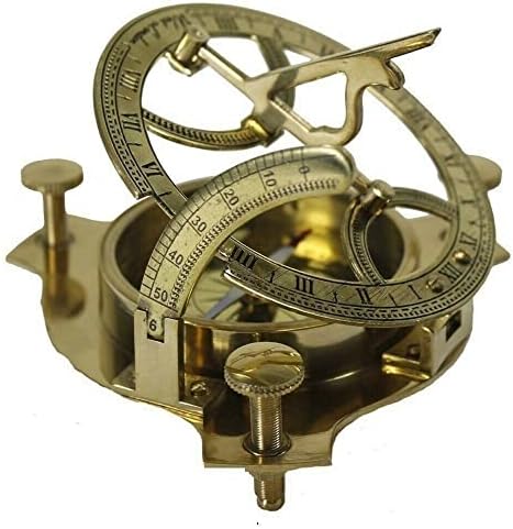 Čvrsti mesingani sundial kompas Vintage Marine Home & Office Decor Decor Handmade Kompas sa kožnim kućištem Pomorski morski stil Solid Vintage Compass A.h.Internacionalni