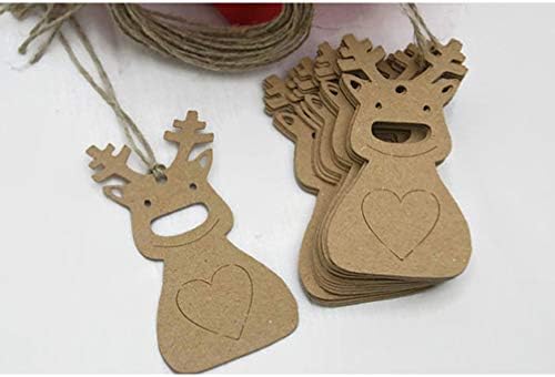 AMOSFUN Oznake Viseći poklon zamotavanje Oznake jelena Kraft papir naljepnice Kids DIY Kuća za