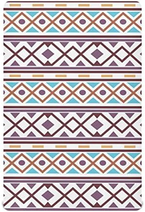 Alaza Geometrijski etnički boho plemenski boemski listovi sa krevetom ugrađeni bassinet list za dječake dječje djevojke, standardne veličine 52 x 28 inča