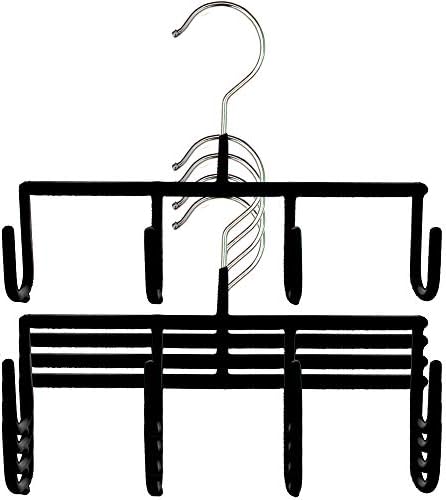 Mawa by Reston Lloyd neklizajući vješalica za uštedu prostora za pojaseve sa 4 kuke, stil gh, set od 5, crni