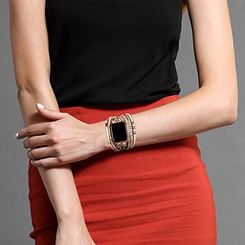 Charmiono Boho kožne trake Kompatibilne sa Apple Watch Band narukvica za žene muškarci 38mm /