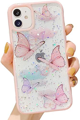 iPhone 11 Case Glitter Butterfly Sparkle Case For Women Girls, Cute Slim Soft Silicone Gel Bling Phone Case