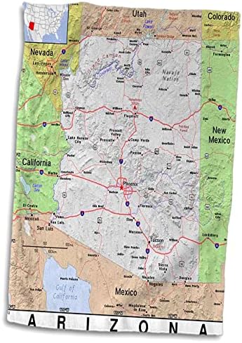 3Droza Floreni - Moderne karte - Print of Arizona Gradovi i državna karta - Ručnici