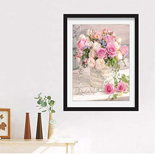Fegaga 5d Dijamantni slikarski setovi ružičastih cvijeta za odrasle, DIY pune bušilice Diamond Art Cvjetni kompleti za odrasle domaće zidni dekor