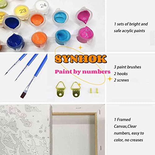 Synhok Boja po brojevima za odrasle i djecu početnik, DIY akrilni komplet za slikanje za dekor u sobi,