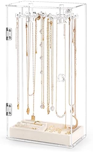 Držač ogrlice, akrilni Organizator nakita sa 24 kuke, rotacija prozirnih ogrlica privjesak stalak