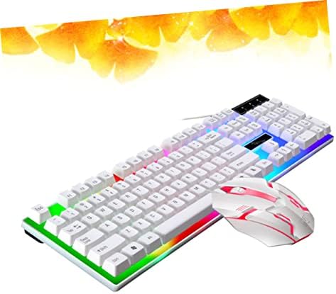 SOLUSTRE bežični računar tastatura Set Home Bijelo pozadinsko osvjetljenje Gamers USB tastatura Office Combo pozadinsko osvjetljenje i komplet za igru Pribor RGB šarene kompjuterske igre žičana Led bežična tastatura