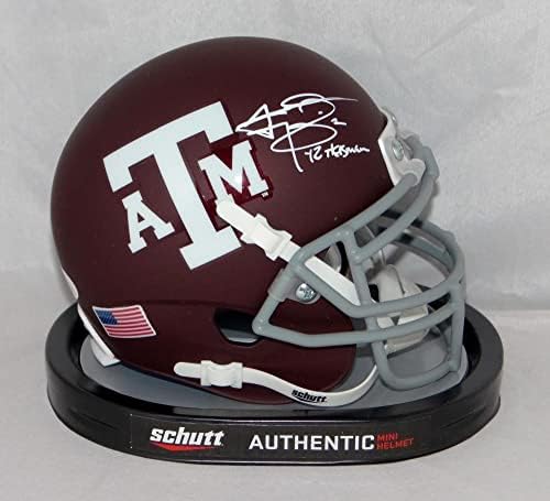 Johnny Manziel Heisman potpisao Texas A & amp;M Maroon Schutt Mini Helmet-JSA W Auth *W-autogramom