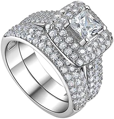 2023 NOVO 2pcs set brava princeza kvadratni dijamantski set prsten modni luksuzni angažman vjenčani