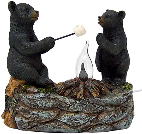 Crni medvjedi oko kamp vatre tabele gornje noćne lampe, 5 1/2 inča