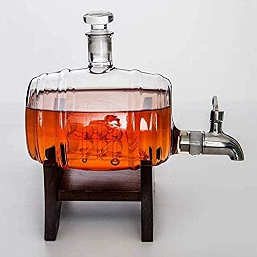 liquor-decanters set dekantera za viski drveni okvir sa slavinom staklena posuda u obliku