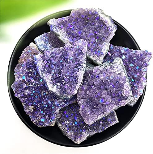 Binnanfang AC216 1pc Engleski Aura Prirodni ametist Kvarc Purple Crystal Cluster Izlečivanje Kamene Specimen uzorak Naslovnica Poklon Prekrasni kristali Izliječenje