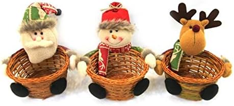 Pifude otac božićne božićne ručne tkane bombone Wicker Basket slatka crtana santa claus voćna košarica snjegović elk lutka xmas dekor