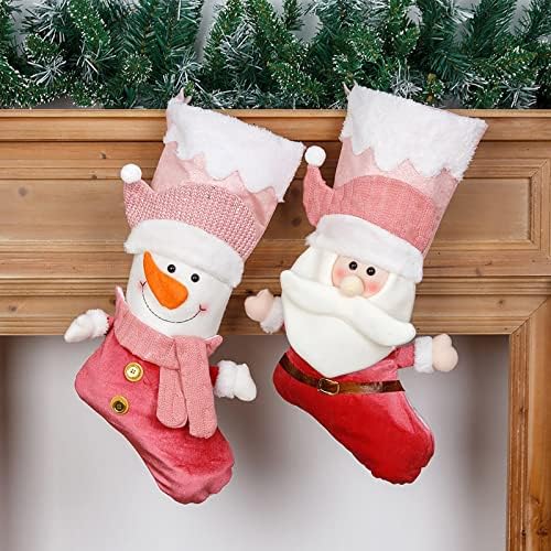 21 inčni božićni čarapi ružičasti božićne čarape Kamin Viseći bomboni poklon čarape Početna Odmor Božićni ukrasi