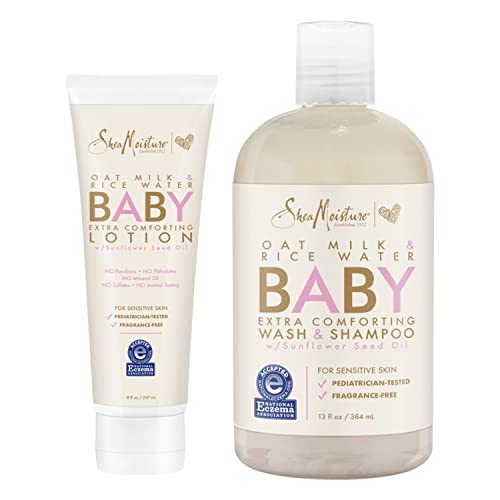 Sheamisture Baby Wash and šampon i losion za bebe za suhu kožu i osjetljivu kožu zob mlijeka i riže vode za bebe shea shea maslac 21 OZ 2 Broj 2