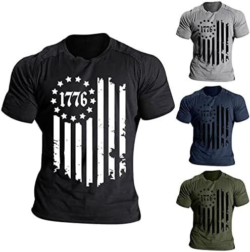 Ruiruilico Patriotske majice za muškarce Amerika Zastava Ljetni casual kratkih rukava Comfy labavi fit grafički otisci bluze