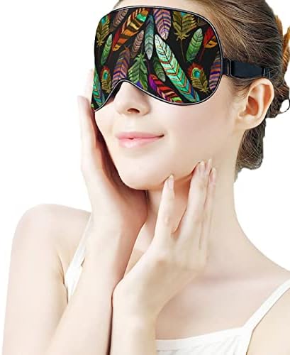 Lynarei Sleep Maska Prekrasna tropska paunska perje za spavanje za spavanje za spavanje za povezivanje