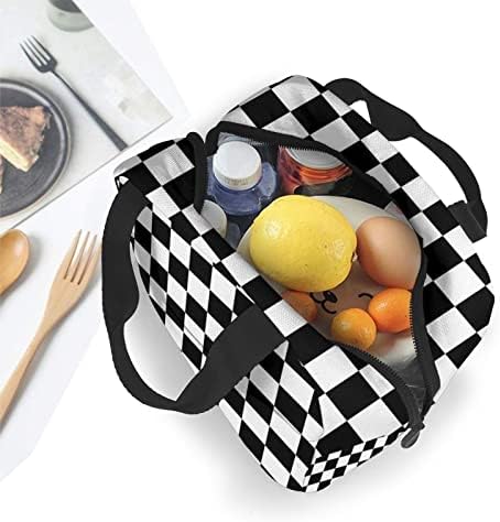 KIYIYZER mozaici crno-bijela torba za ručak Prijenosna Lnsulirana termo torba za ručak višekratna torba