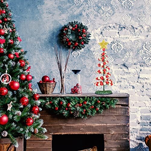 Venniy tabletop mini božićno drvce, božićna stolna stolna svjetiljka sa LED žičarima za kućni spavaćić stol božićni ukras-crveni