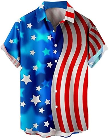 BMISEGM majice muške muške modne neovisnosti zastava 3D digitalni tisak Personalizirani modni rever ovratnik