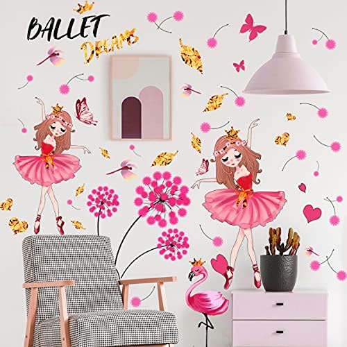 JENSOD Pink soba Decor zidni kolaž estetski, Flamingo maslačak Foto zidne naljepnice komplet