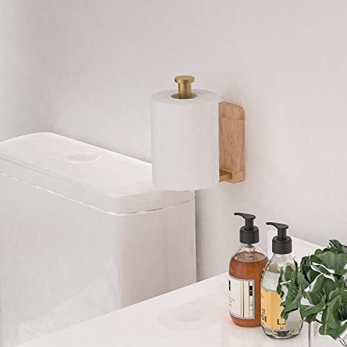 Kupaonica Držač ručnika Bijeli + mesinga WC držač papira Zidni nosač, metalni ručnik za kupanje za presavijeni ručnik, držač za toaletnu rolo drvene za umivaonik, RV